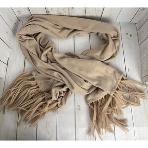 Vintage Emily Wetherby Shawl Wrap Scarf Stole Beige Fringe 1928